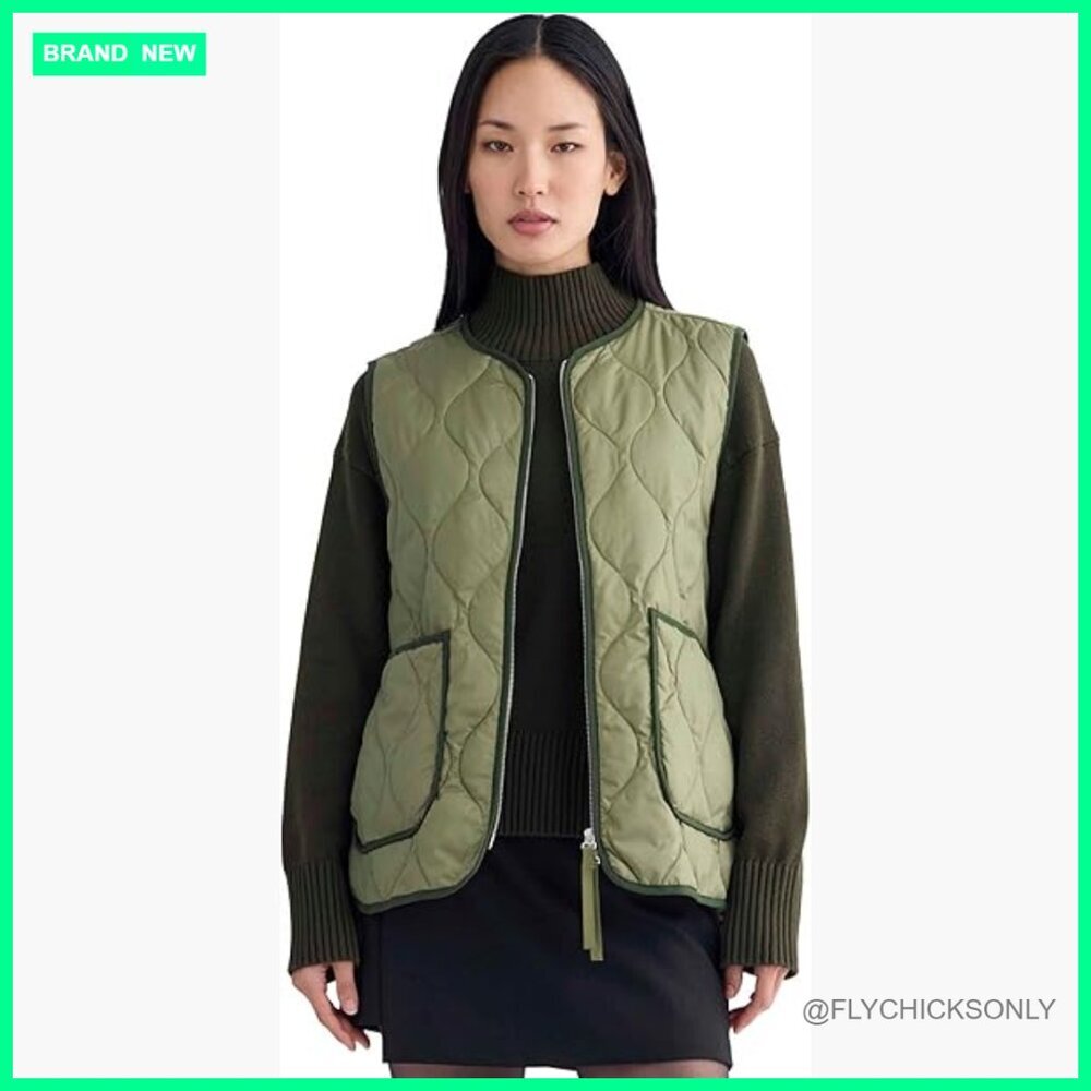 Recycled Polyester Quilted Vest Water-Resistant Oversized Fit